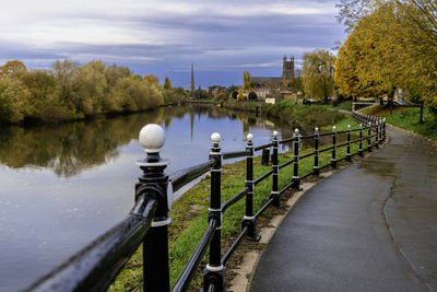 Bridge over river against sky