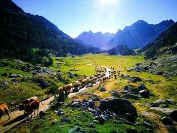 Scenic view of mountain range against sky