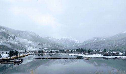 Winter has begun at camp hale, north of leadville, co.  snowy landscape, colorado