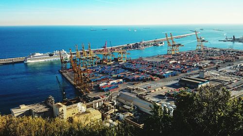 View of boats in harbor