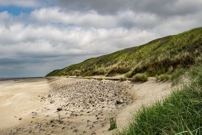 Scenic view of beach against sky