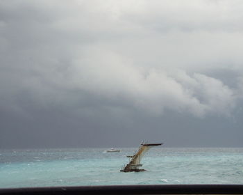 Scenic view of sea against cloudy sky