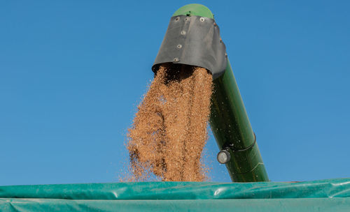 Low angle view of food against clear blue sky