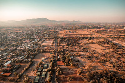 High angle view of townscape against sky