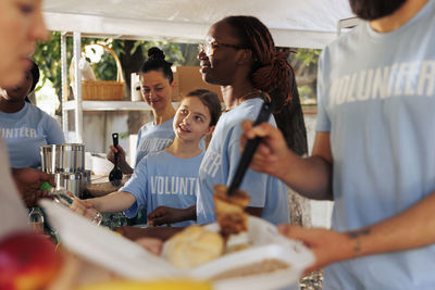 Friends having food