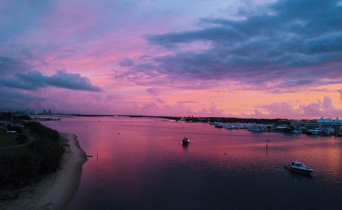 Scenic view of sea against sky at sunset