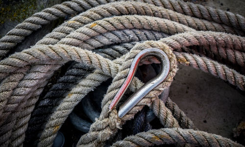 Close-up of rope tied up