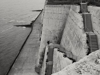 High angle view of pier over river