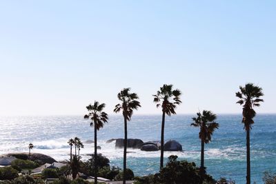 Scenic view of sea against clear sky