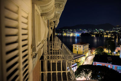 Illuminated buildings in city at night