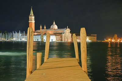 View of clock tower at night