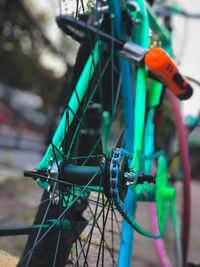 Close-up of bicycle wheel