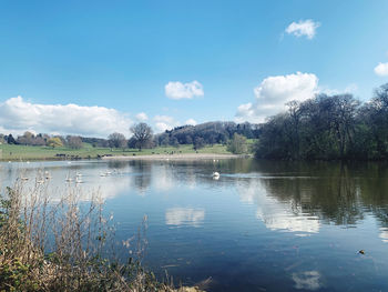 View of lake against cloudy sky