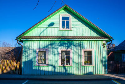 Exterior of building against blue sky