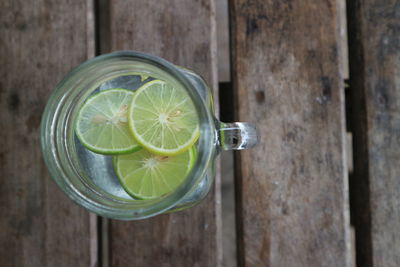 Directly above shot of drink on table