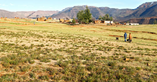 Scenic view of field against mountains