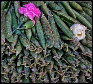 High angle view of vegetables for sale in market