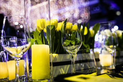 Close-up of wineglass on table