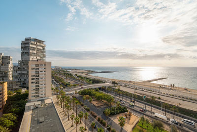 High angle view of sea against sky