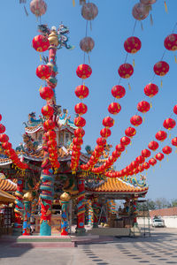 Low angle view of people on street