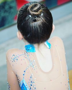 Rear view of girl in ballet costume