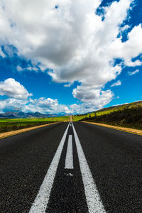 Surface level of road against sky