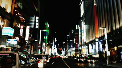 Cars moving on road at night