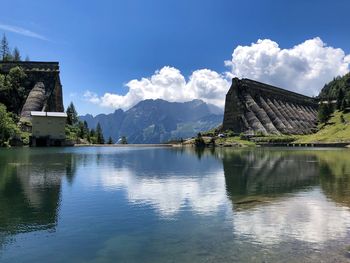 View of lake against cloudy sky
