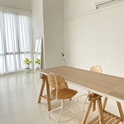 Empty chairs and table at home