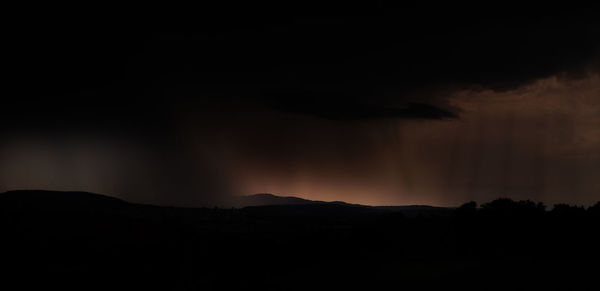 Scenic view of silhouette mountain against dramatic sky