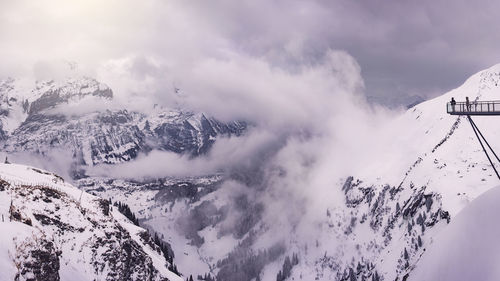 Snow covered mountains against sky