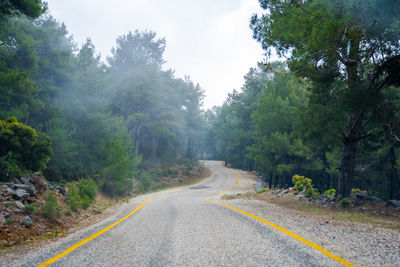 Road amidst trees against sky