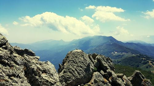 Panoramic view of mountains against sky