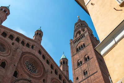 The bell tower of the cathedral of santa maria assunta, also called torrazzo. cremona, italy.