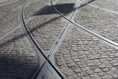 High angle view of railroad track