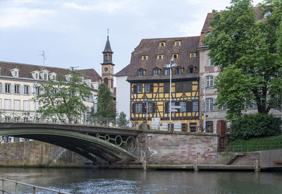 Idyllic waterside impression of strasbourg, a city at the alsace region in france