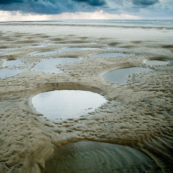 Scenic view of beach against sky