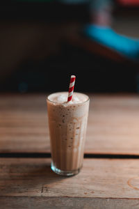 Close-up of drink in glass on table