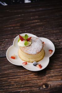 Close-up of cake in plate on table