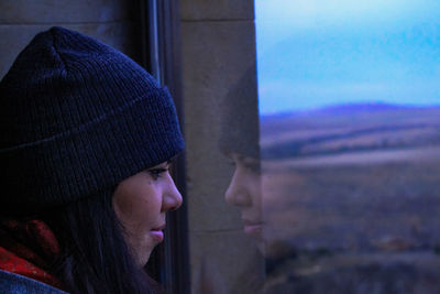 Portrait of woman looking away