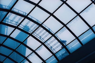 Low angle view of skylight in building