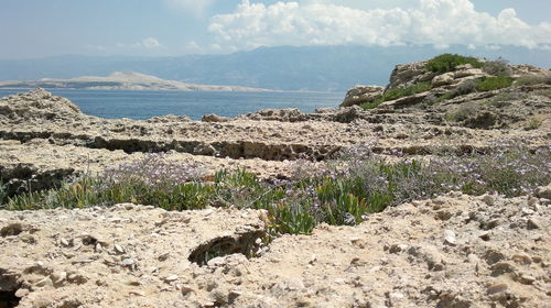 Distant view of river against sky