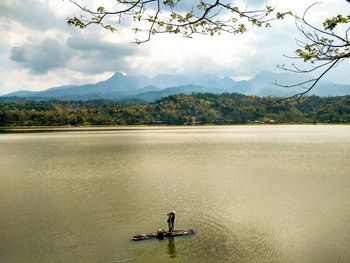 Scenic view of lake against sky