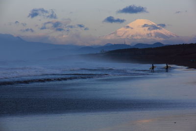 Scenic view of sea at sunset