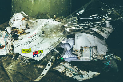 Close-up of abandoned garbage