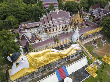 Buddhist temple wat phra that suthon mongkon khiri features the beautiful reclining buddha statue