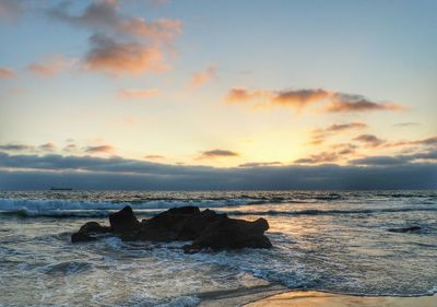 Scenic view of sea at sunset