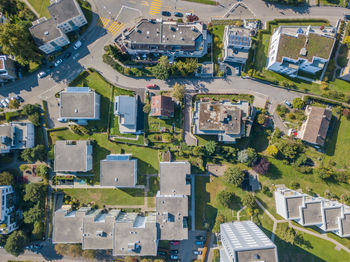 High angle view of residential buildings