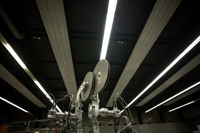 Low angle view of illuminated ceiling