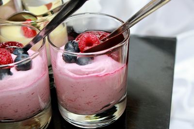 Close-up of mousse on table